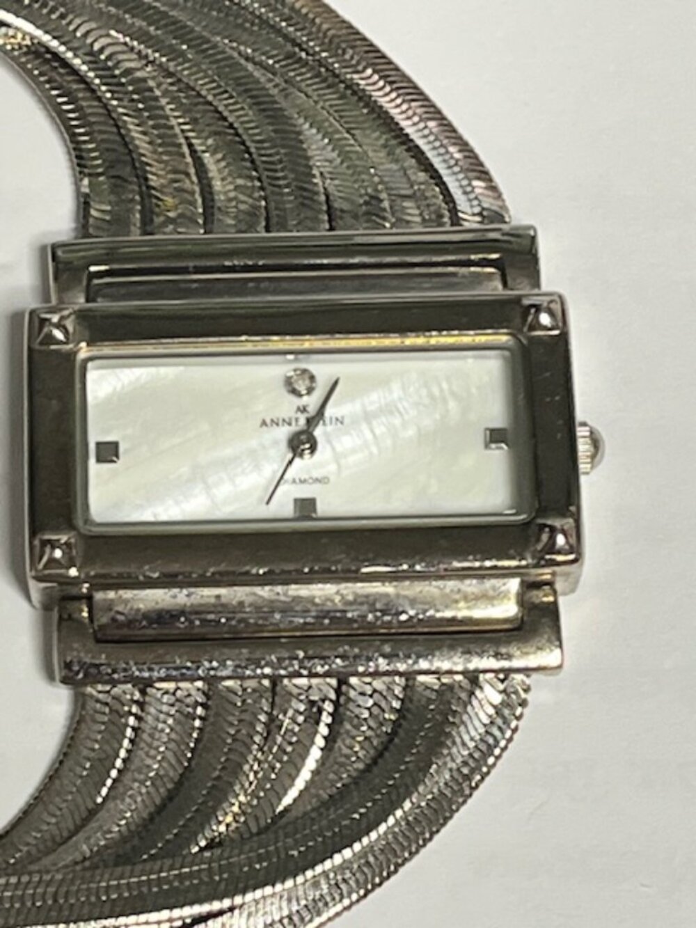 VTG Silver-Tone Anne Klein Herringbone Multi-Strand Mesh Bracelet Watch Stylish